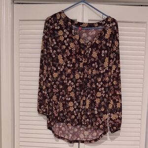 Vince Camuto Burgundy Floral Blouse